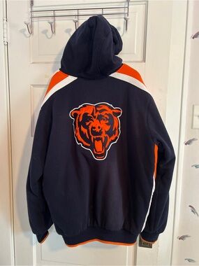 NFL Navy and Orange Hooded Jacket with Team Lettering